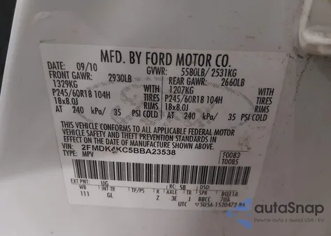 2011 Ford Edge Limited z USA, uszkodzony, nr VIN 2FMDK4KC5BBA23538